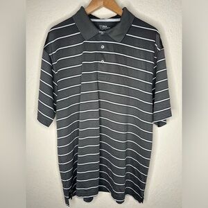 PGA Tour Polo Shirt Mens Size XXL 2XL Gray Striped Golf Preppy 100% Polyester